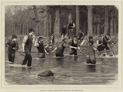 Sketches in Braemar, Salmon-Spearing on the Dee by J.M.L. Ralston